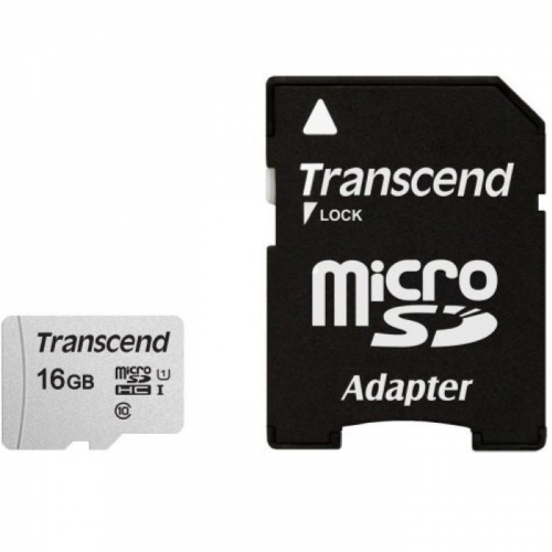 Карта памяти microSDHC 16GB Transcend Class 10 UHS-I U1 R95, W45MB/ s with adapter (TS16GUSD300S-A)