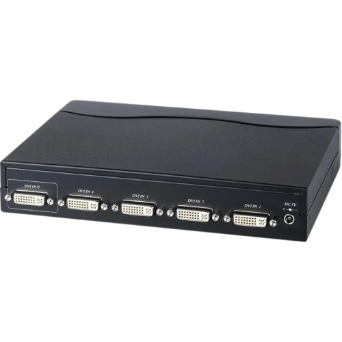 Коммутатор/ SC&T DS04A Коммутатор DVI- и стерео аудиосигналов, 4 входа (4х DVI-I, 4х TRS 3.5 мм) , 1 выход (1х DVI-I, 1х TRS 3.5 мм).