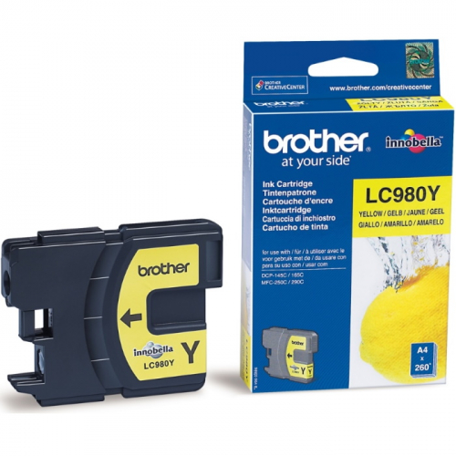 Картридж струйный Brother LC980Y желтый 260 страниц для DCP-145C/165/195C/375CW, MFC-250C/290C