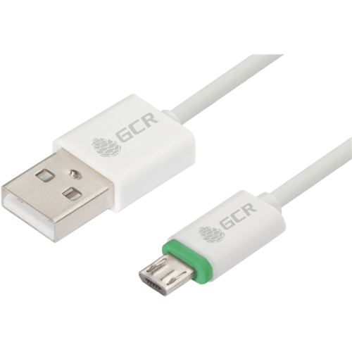 Greenconnect Кабель 3A 1.0m для Samsung USB 2.0, AM/ microB 5pin, ABS, белый, зеленый ПВХ, 28/ 22 AWG, поддержка функции быстрой зарядки, экран, армированный, морозостойкий, GCR-50965 (GCR-51777)