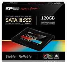 Твердотельный накопитель SSD 2.5" Silicon Power 120GB Slim S55 <SP120GBSS3S55S25> (SATA3, up to 550/ 440MBs, 65TBW, 7mm)