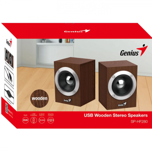 Колонки Genius Speaker System SP-HF280, 2.0, 6W(RMS), USB, Wood (31730028400) фото 2