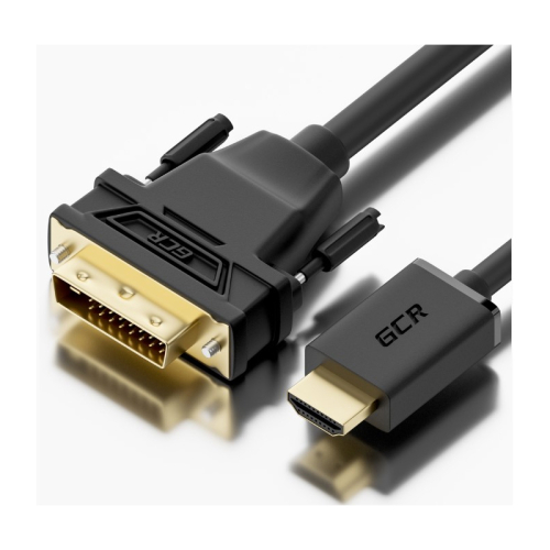 GCR Кабель 2.0m HDMI-DVI черный, GOLD, 19M / 25M Dual Link, 28 AWG, тройной экран (GCR-52172)