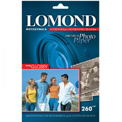 Фотобумага Lomond A5/260г/м2/20л./белый высокоглянцевое для струйной печати (1103104)
