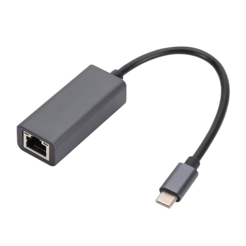 *Bion Переходник с кабелем USB C - RJ45, 1000мб/ с, алюминиевый корпус, длинна кабеля 15 см, черный [BXP-A-USBC-LAN-ALB]