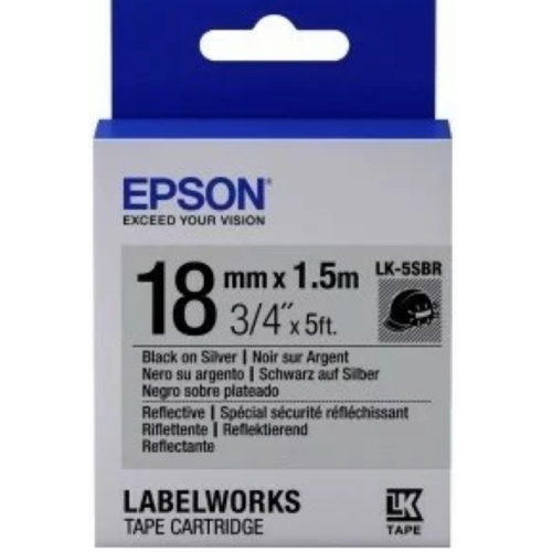 Лента Epson LK-5SBR серебряный/ черный 18/1.5 мм для LabelWorks LW-400, LW-700, LW-900 (C53S655016)