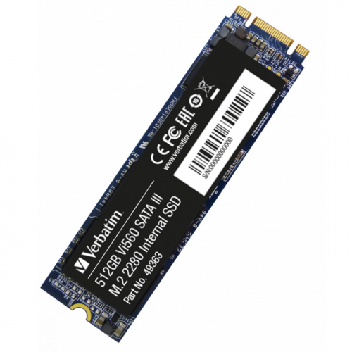 Твердотельный накопитель SSD 512GB Verbatim Vi560 S3, SATA III, M.2 2280, R560/W520Mb/s (049363)