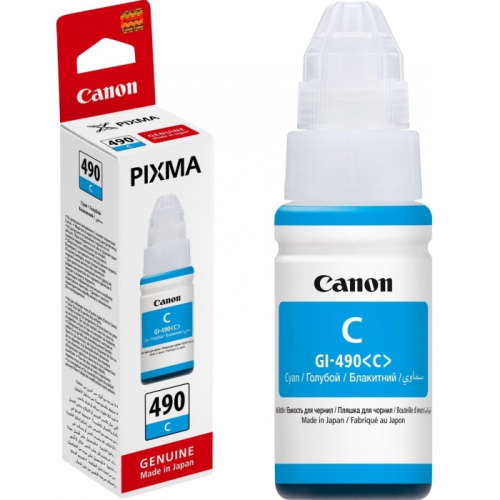 Картридж струйный Canon GI-490C, голубой, 70мл., для Pixma G1400/ 2400/ 3400 (0664C001)