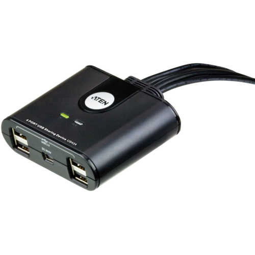 Переключатель, электрон., USB, 2 User > 4 устройства + клавиатура + мышь, 2 USB A-тип > 4 USB A-тип, Male > Female, со встроен. шнурами 2х1.2м., (USB 2.0)/ 4 PORT USB PERIPHERAL SWITCH. (US424)