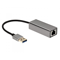 Кабель-переходник/ Кабель-переходник USB 3.0 (Am) --> LAN RJ-45 1000 Mbps, Alum Shell, iOpen (Aopen/ Qust) <ADU312M>