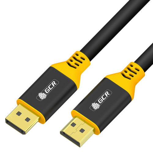 GCR Кабель 1.0m DisplayPort v1.4, 8K 60Hz, 4K 165Hz, черный, AL case, желтый ПВХ (GCR-53985)