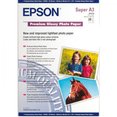 Фотобумага EPSON Высококачественная глянцевая A3+/ 255г/м2 / 20л. для струйной печати (C13S041316)