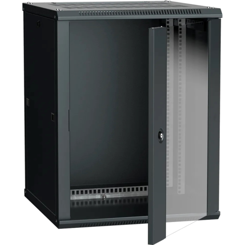 Шкаф LINEA W 12U 600x600 мм дверь стекло, RAL9005 (LWR5-12U66-GF)