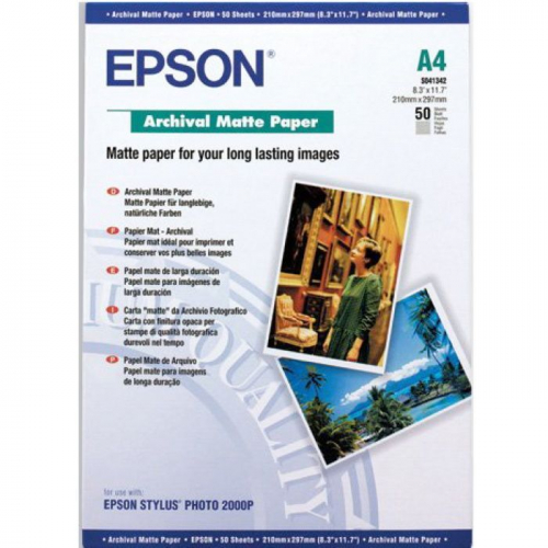 Бумага Epson Archival Matter Paper A4/ 182 г/м2/ 50 л для струйной печати (C13S041342)