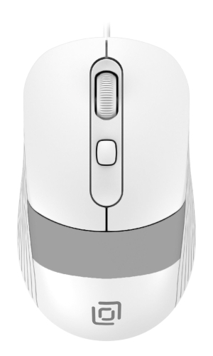 Мышь Оклик 310M белый/ серый оптическая (2400dpi) USB для ноутбука (3but) (1869103)