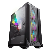 Gamemax Brufen C1 ATX case, black, w/ o PSU, w/ 2xUSB3.0+1xUSB2.0, w/ 3x12cm ARGB front fans(GMX-12-Rainbow -C1), w/ 1x12cm ARGB rear fan(GMX-12-Rainbow -C1), w/ 1xCOC fan