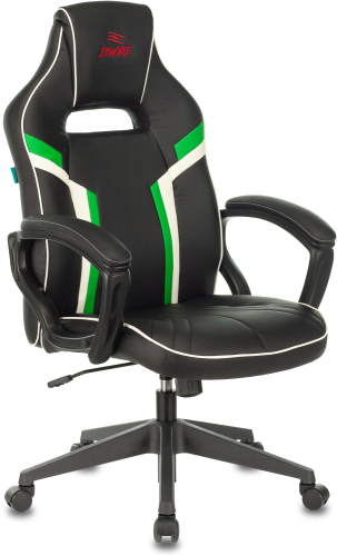 Кресло игровое Zombie Z3 черный/ зеленый эко.кожа крестов. пластик (VIKING ZOMBIE Z3 GRN)