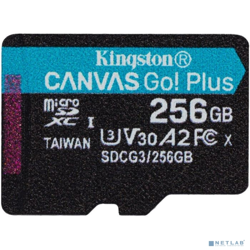 Карта памяти Kingston 256GB microSDXC Canvas Go Plus 170R A2 U3 V30 Single Pack w/ o ADP (SDCG3/ 256GBSP) (SDCG3/256GBSP)