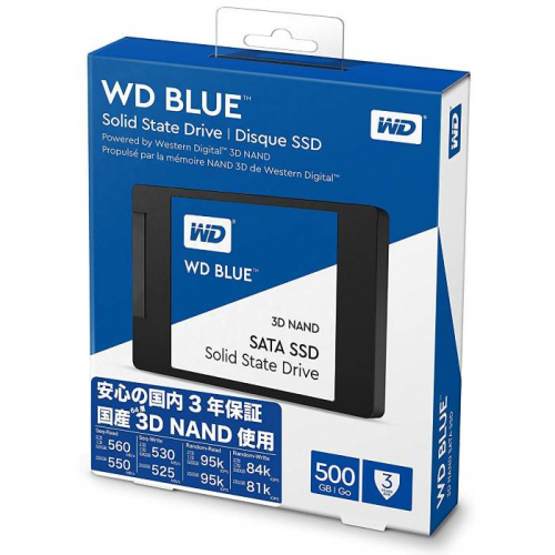 Твердотельный накопитель Western Digital SSD BLUE 500Gb, SATA-III 2,5”/7мм 3D NAND (WDS500G2B0A) фото 2