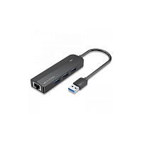 Сетевой адаптер Vention USB 3.0 M/ Gigabit Ethernet RJ45 F+OTG хаб 3xUSB Черный - 0.15м. (CHNBB)