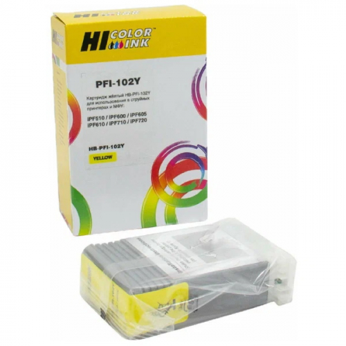 Картридж Hi-Black (HB-PFI-102Y) желтый 130 мл для Canon IPF-510/ 600/ 710 (1100004)
