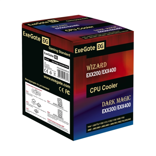 Exegate EX286299RUS Кулер Dark Magic EXX400-PWM (Al+Cu, черное покрытие, 4 тепл.трубки, LGA775/ 1150/ 1151/ 1155/ 1156/ 1200/ 1700/ AM2/ AM2+/ AM3/ AM3+/ AM4/ FM1/ FM2/ 754/ 939/ 940, TDP 140W, Fan 120mm, PWM, 1200-2 фото 6