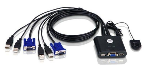 ATEN 2-Port USB VGA Cable KVM Switch with Remote Port Selector (CS22U-A7) (CS22U-AT)
