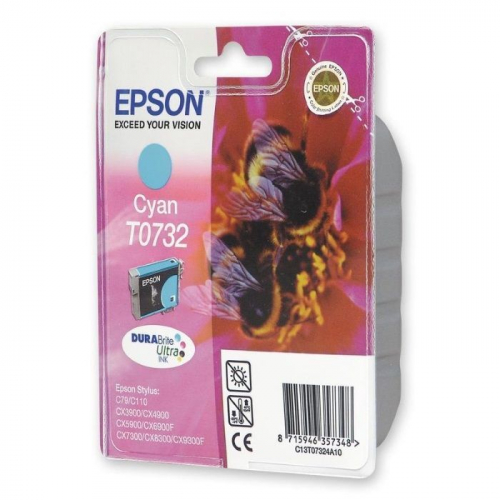 Картридж EPSON T0732, голубой, 345-550 стр., для C79/C110/CX9300/TX419/TX600 (C13T10524A10)