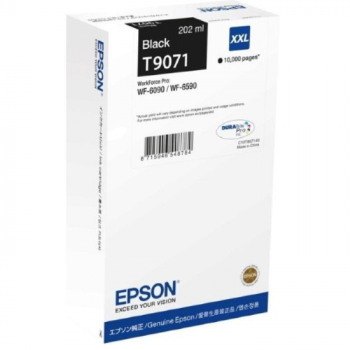 Картридж струйный Epson T9071 черный 10000 страниц для WorkForce Pro WF-6090, WF-6590 (C13T907140)