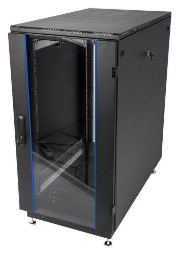 Шкаф телекоммуникационный напольный 27U (600 800) дверь стекло, цвет черный (ШТК-М-27.6.8-1ААА-9005)