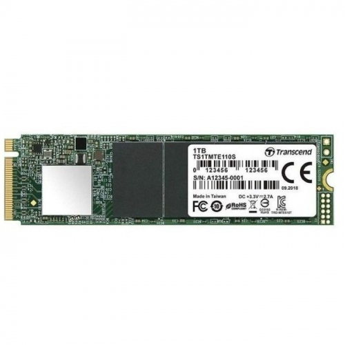 Твердотельный накопитель SSD Transcend 1TB M.2 2280, NVMe PCIe Gen3 x4, M-Key, 3D NAND TLC, DRAM-less (TS1TMTE110S)