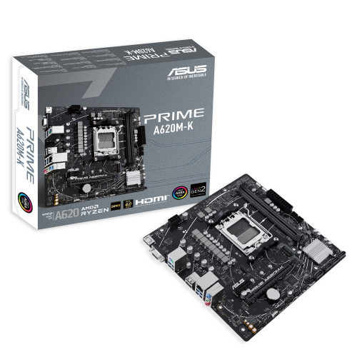Материнская плата Asus PRIME A620M-K SocketAM5 AMD A620 2xDDR5 mATX AC`97 8ch(7.1) GbLAN RAID+VGA+HDMI (90MB1F40-M0EAY0)