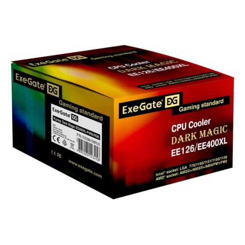 Exegate EX286158RUS Кулер ExeGate Dark Magic EE400XL-PWM.RGB (Al black coating, 4 copper heatpipe, LGA775/ 1150/ 1151/ 1155/ 1156/ 1200/ AM2/ AM2+/ AM3/ AM3+/ AM4/ FM1/ FM2/ 754/ 939/ 940, TDP 125W, Fan 120mm, PWM, фото 7
