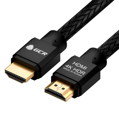 GCR Кабель PROF 15.0m HDMI 2.0, черный нейлон, AL корпус черный, фер.кольца, HDR 4:2:0, Ultra HD, 3D, AUDIO, 18.0 Гбит/ с (GCR-53193)