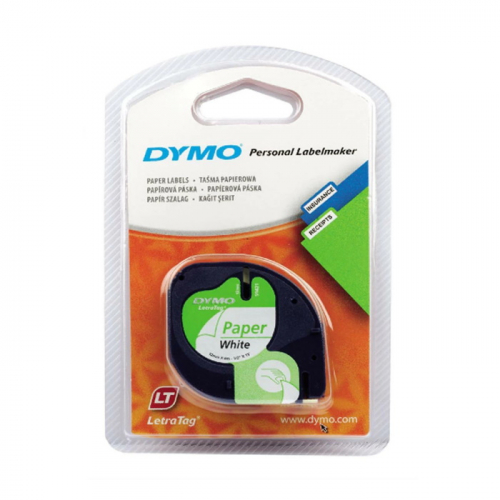 Картридж ленточный Dymo LT S0721510 12 мм x 4 м, черный шрифт/белый фон для Dymo фото 2