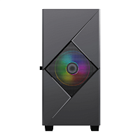 Gamemax Cyclops BG mATX case, black, w/ o PSU, w/ 1xUSB3.0+1xUSB2.0, w/ 1x12cm ARGB front fan (GMX-12-Rainbow-C9), w/ 1x12cm ARGB rear fan (GMX-12-