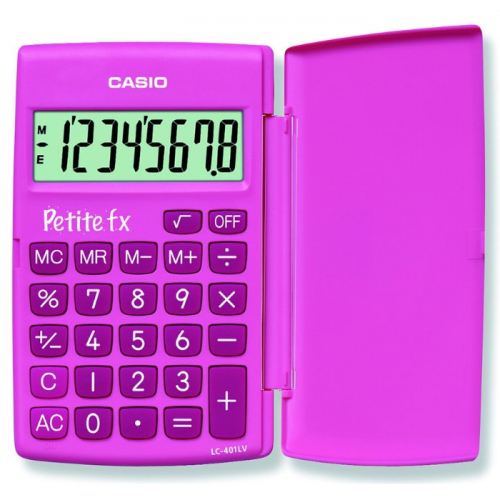 Калькулятор карманный Casio LC-401LV-PK, розовый, 8-разр.,монохромный