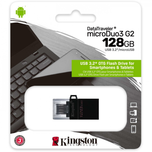 Флеш накопитель Kingston 128GB DataTraveler microDuo 3 G2 Micro-USB 3.2 Gen 1 Black (DTDUO3G2/128GB) фото 2
