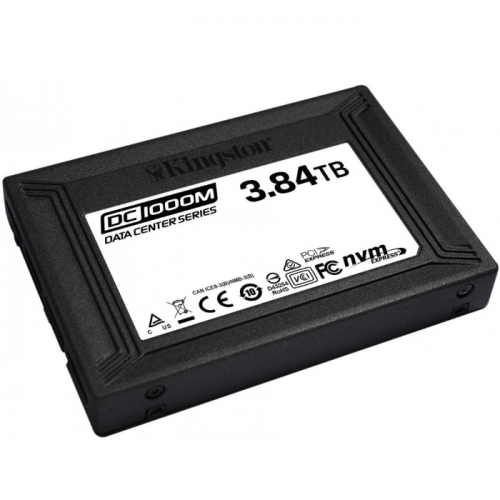 Твердотельный накопитель Kingston DC1000M SSD U.2 3.84TB NVMe TLC 3100/2700MB/s IOPs 525K/210K MTBF 2M 1DWPD (SEDC1000M/3840G)