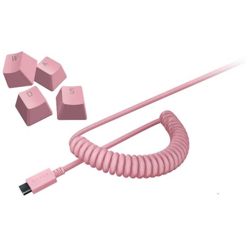 Колпачки и кабель клавиатуры Razer PBT Keycap + Coiled Cable Upgrade Set, Quartz Pink (US/ UK) (RC21-01491000-R3M1)