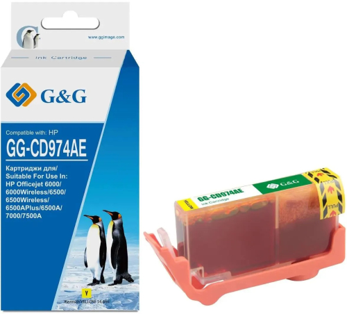 Картридж струйный G&G, GG-CD974AE, желтый, 14.6 мл, для HP Officejet 6000/6500/6500A/7000/7500A (GG-CD974AE)