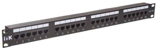ITK 1U патч-панель кат. 5Е UTP 24 порта (Dual) с каб. орг-м (PP24-1UC5EU-D05-1)