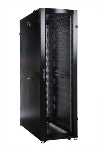 Шкаф серверный ПРОФ напольный 42U (600x1200) дверь перфор. 2 шт., черный, в сборе (ШТК-СП-42.6.12-44АА-9005)