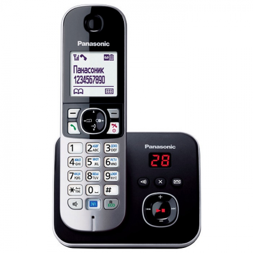 Телефон DECT Panasonic/ АОН, громкая связь, полифония, цвет - чёрный (KX-TG6821RUB)