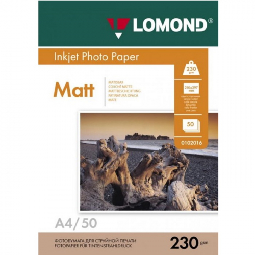 Фотобумага Lomond 0102016 A4/ 230г/ м2/ 50л./ белый матовое для струйной печати