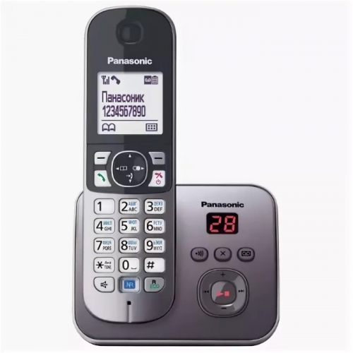 Телефон DECT Panasonic/ АОН, громкая связь, полифония, серебристый металлик (KX-TG6821RUM)