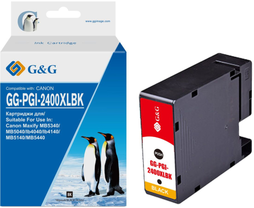 Картридж струйный G&G GG-PGI-2400XLBK PGI-2400XL BK черный (74.6мл) для Canon Maxify iB4040/ iB4140/ МВ5040/ MB5140/ МВ5340/ MB5440