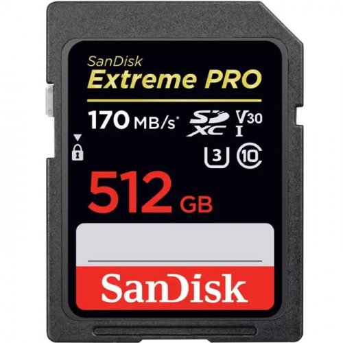 Карта памяти SDXC 512GB Sandisk Extreme Pro Class 10 170Mb/s V30 UHS-I U3 (SDSDXXY-512G-GN4IN)