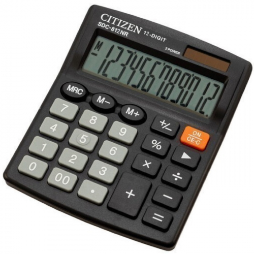 Калькулятор бухгалтерский Citizen SDC-812NR черный 12-разрядный фото 2