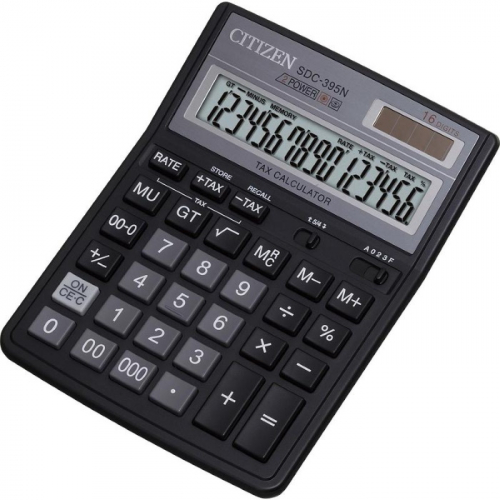 Калькулятор бухгалтерский Citizen SDC-395N черный 16-разр. (SDC-395N)